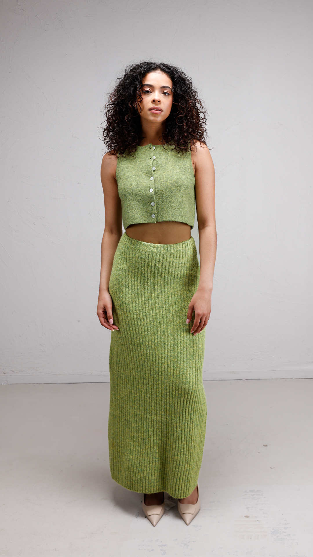 Amara Set 2 Piece Green (Top + Skirt)