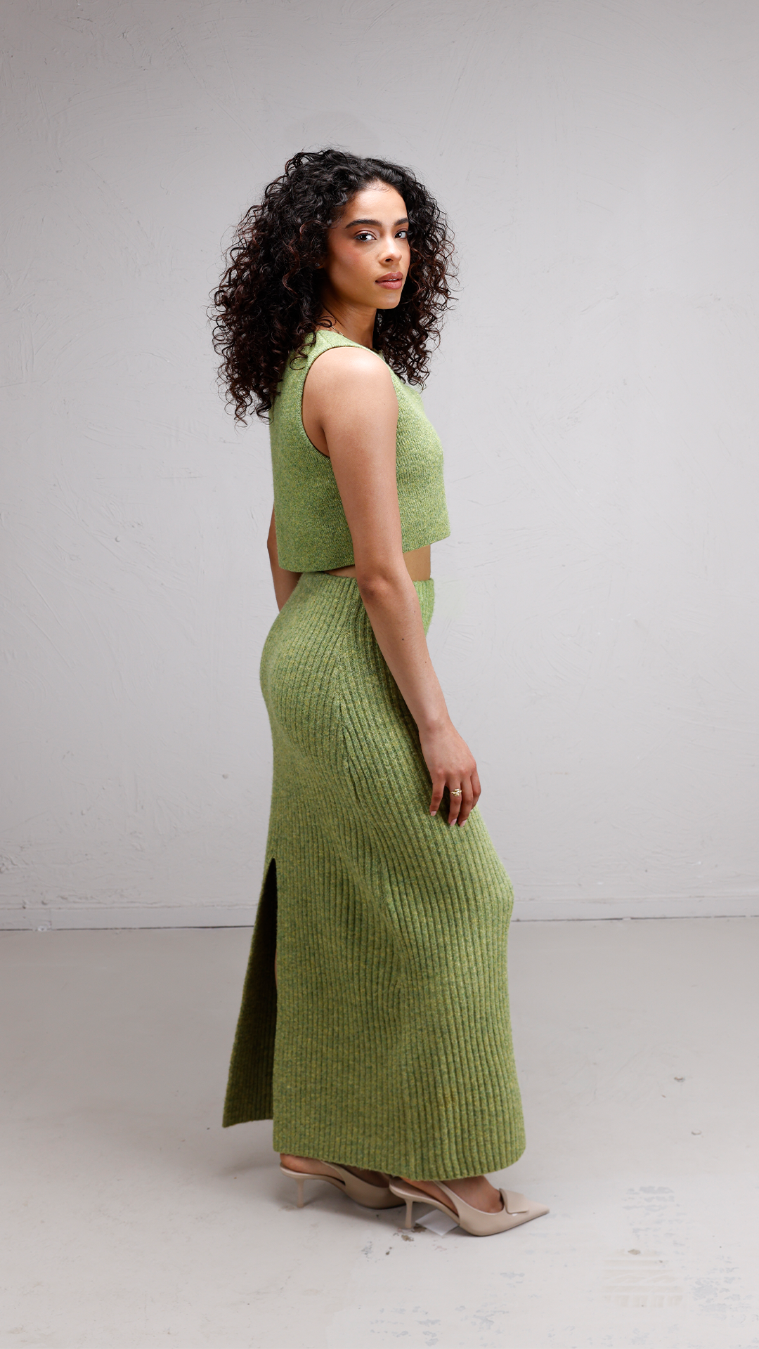 Amara Set 2 Piece Green (Top + Skirt)